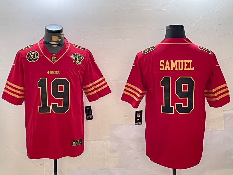 Men San Francisco 49ers 19 Samuel Red Gold 2024 Nike Limited NFL Jersey style 12304
